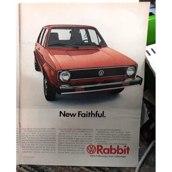 1976 1977 Volkswagen Rabbit and VW Bug Car Original Print Ad vintage 70s - Picture 3 of 3